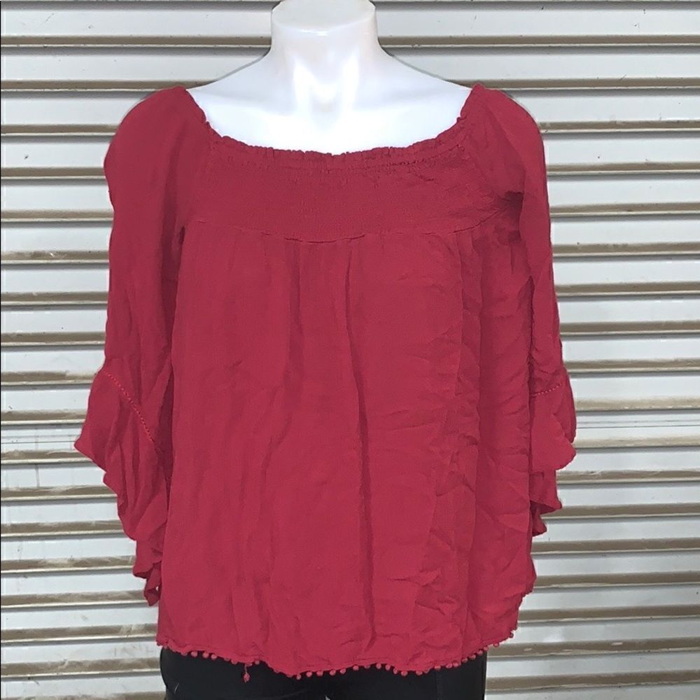 American Rag super cute red top with bell sleeves